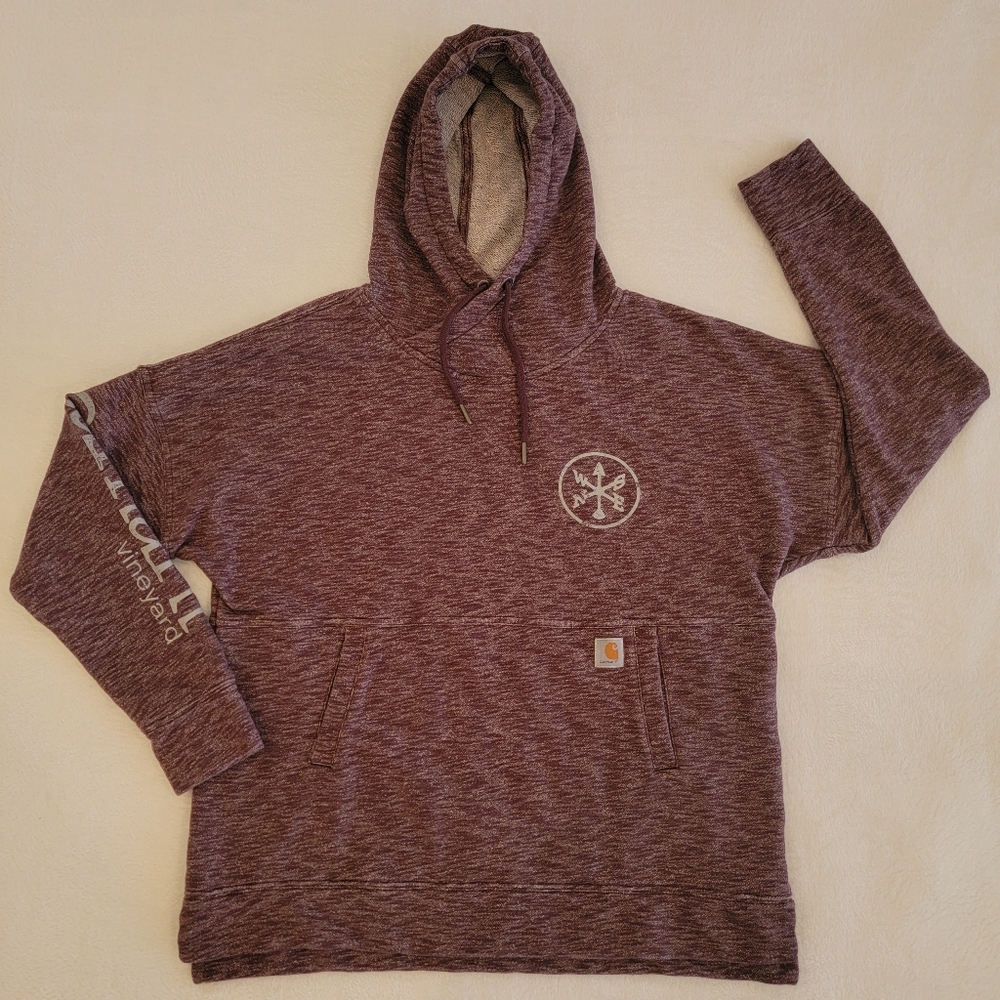 Carhartt Hoodie Womens Large 14/16 Purple Pullover Sweater Workwear Loose Fit